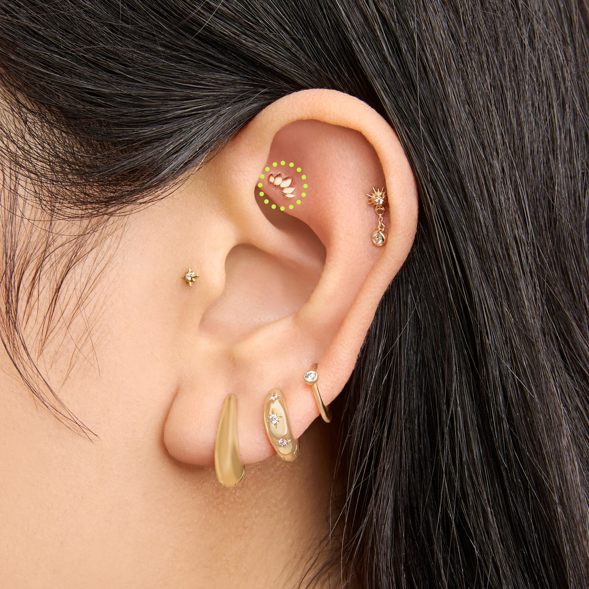 14K Solid Marquise Flatback Stud - Image 2