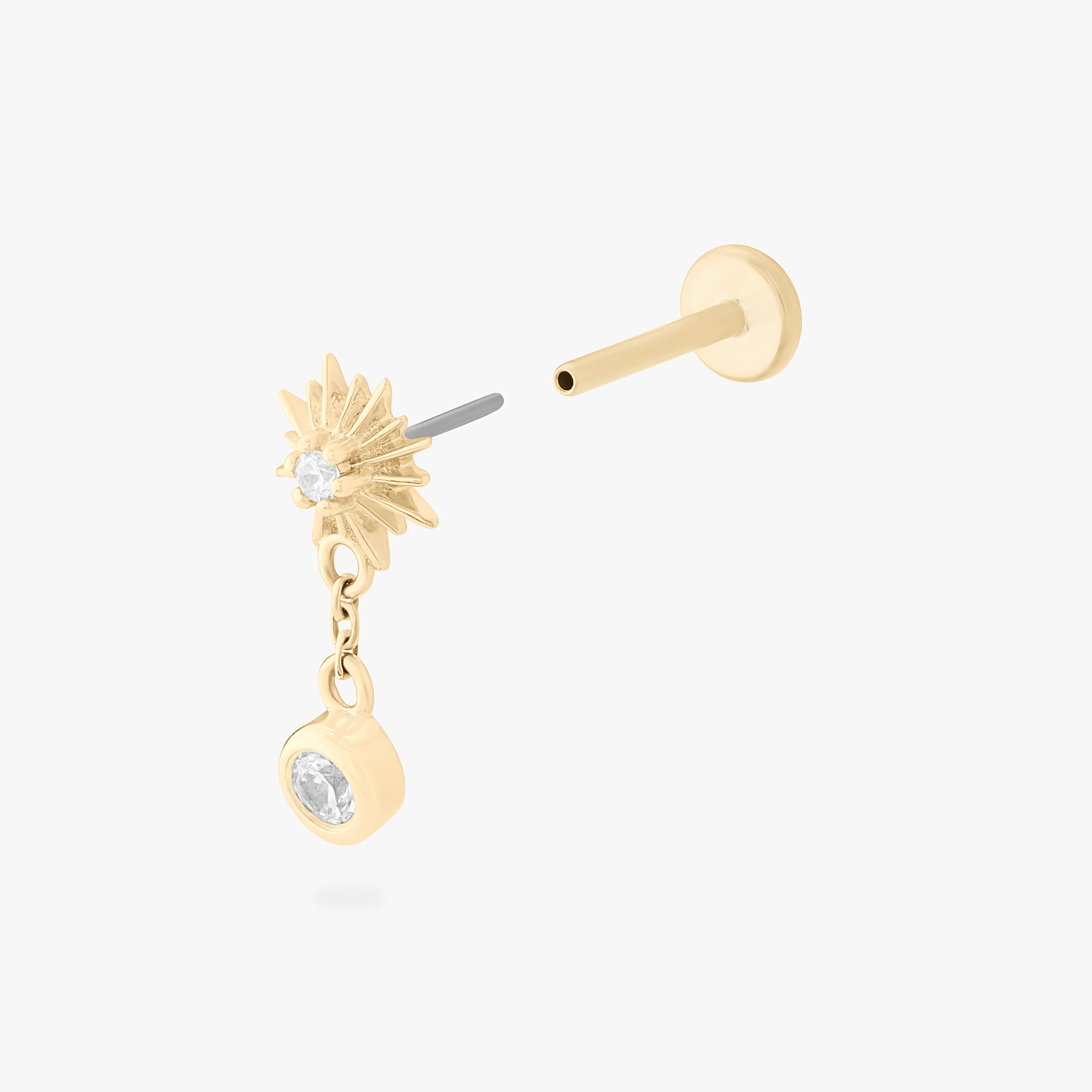 14K Twinkle Dangle Flatback Stud - Image 3