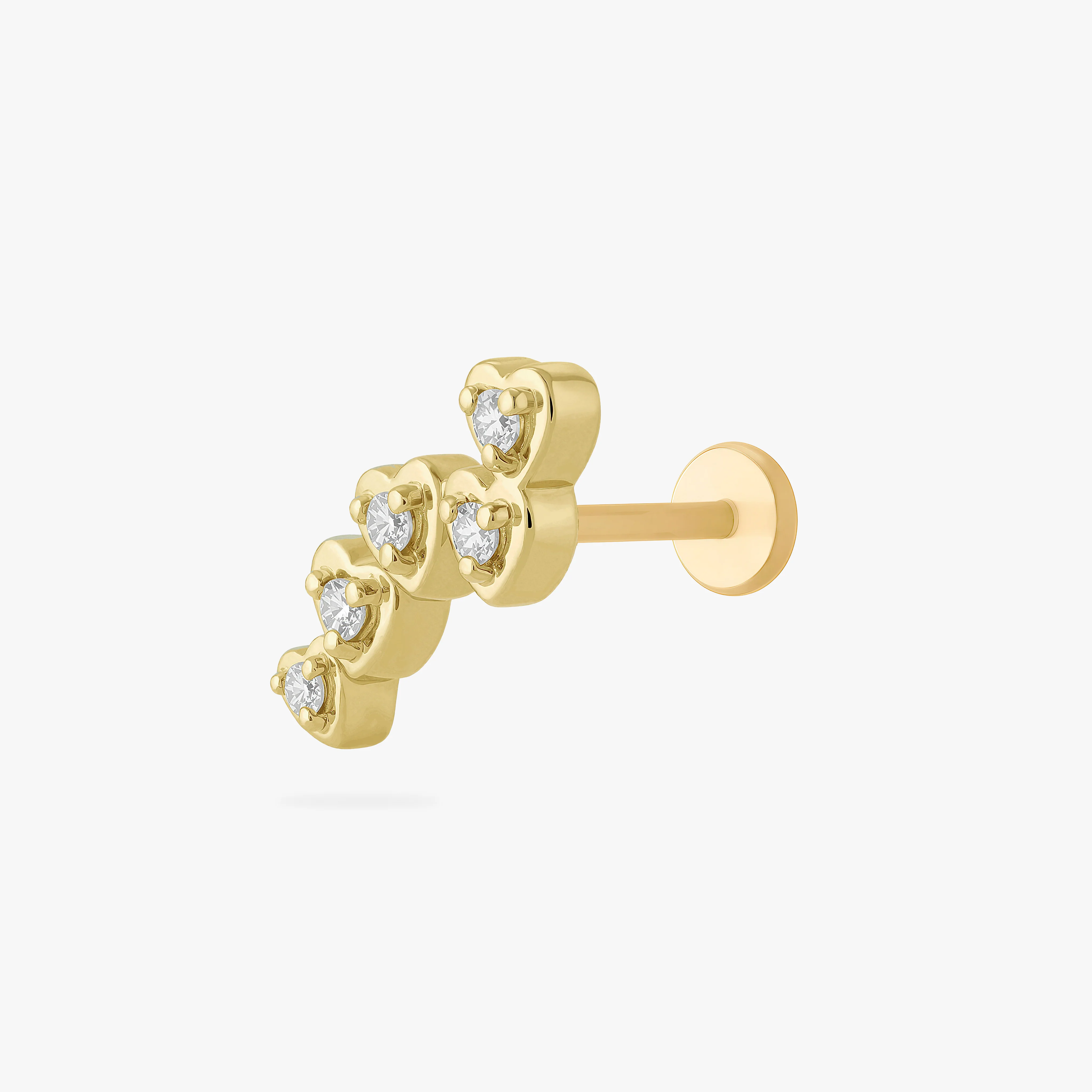 CZ Heart Cluster Flatback Stud