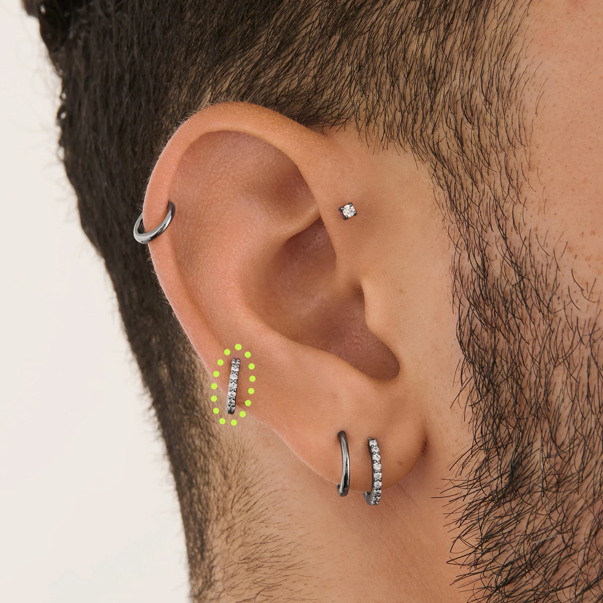 Micro Pave Huggie Gunmetal - Image 2