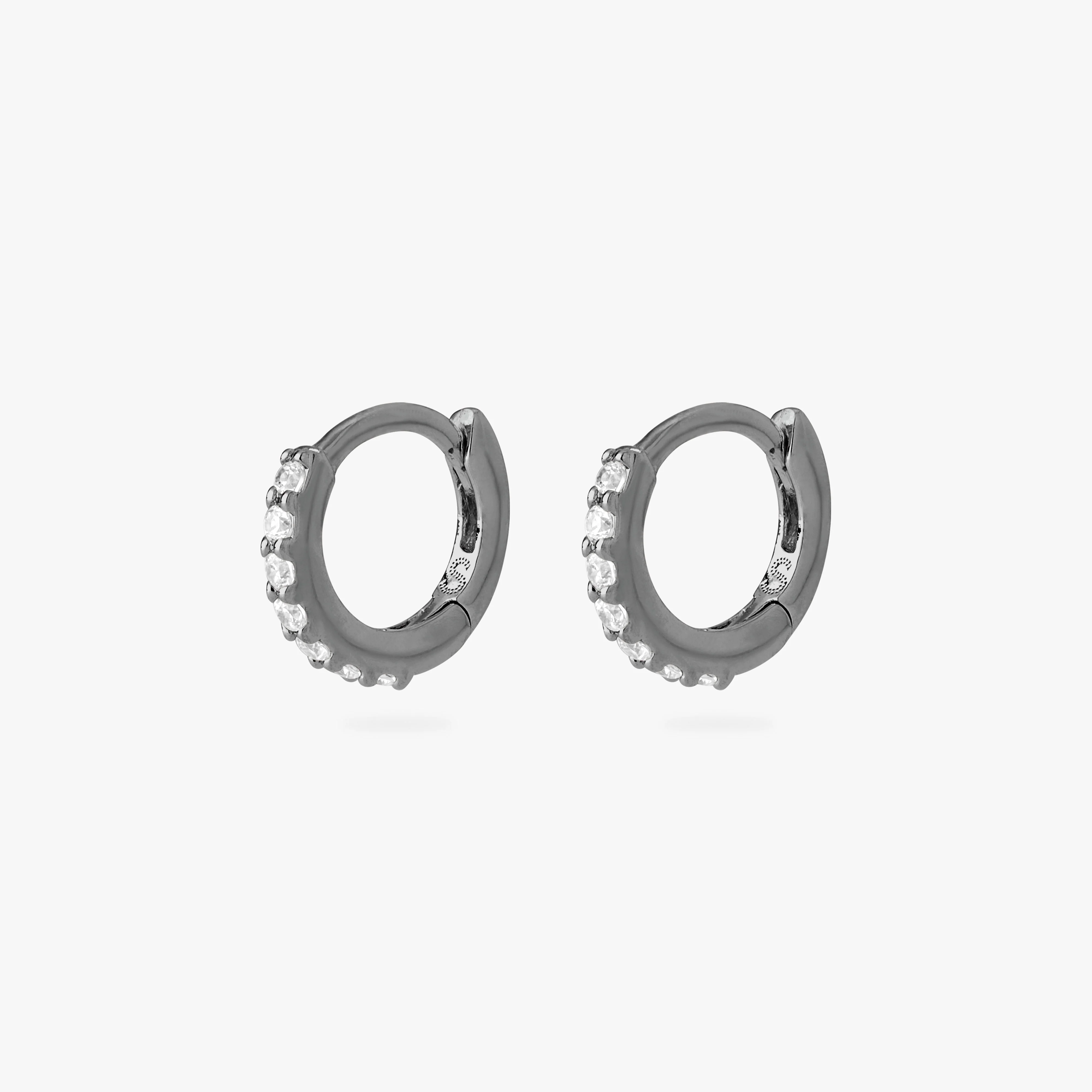 Micro Pave Huggie Gunmetal - Image 4