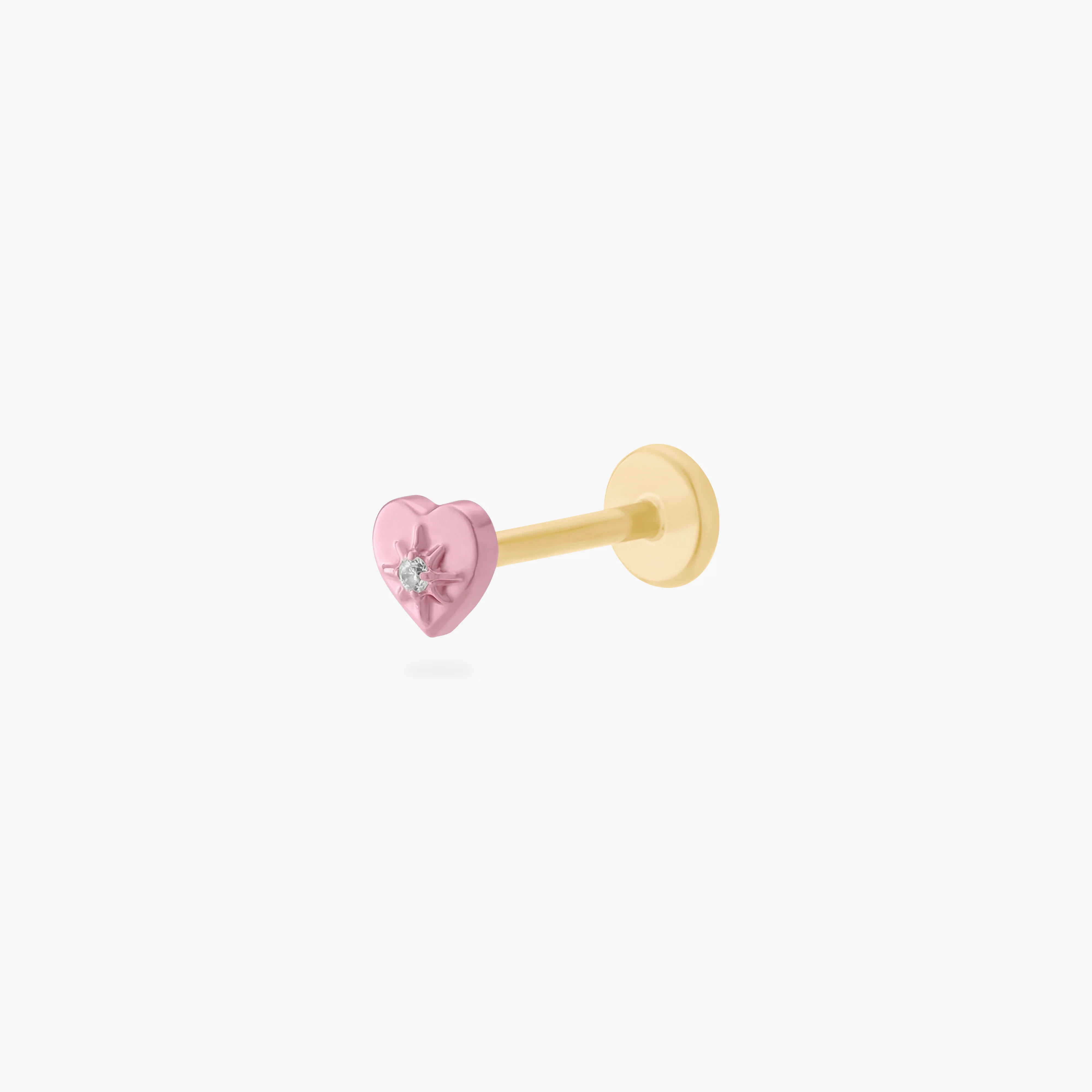 Pink Twinkle Heart Flatback Stud